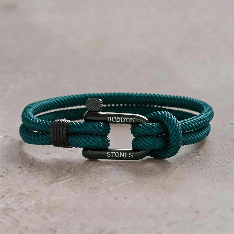 Buddha Stones Titanium Steel Shackle Rope Strengthen Bracelet - Green Rope Black Buckle - Wrist Circumference:7.9–8.2 in (20–21 cm) - image 11