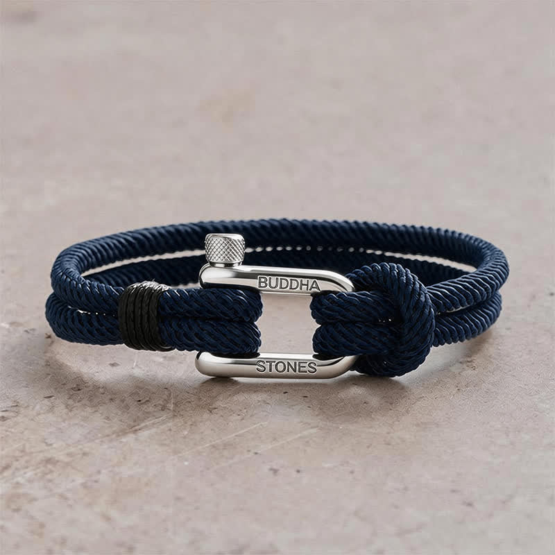 Buddha Stones Titanium Steel Shackle Rope Strengthen Bracelet - Blue Rope Silvery Buckle - Wrist Circumference:7.9–8.2 in (20–21 cm) - image 14