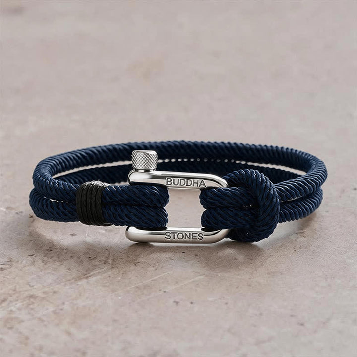 Buddha Stones Titanium Steel Shackle Rope Strengthen Bracelet - Blue Rope Silvery Buckle - Wrist Circumference:7.9–8.2 in (20–21 cm) - image 14