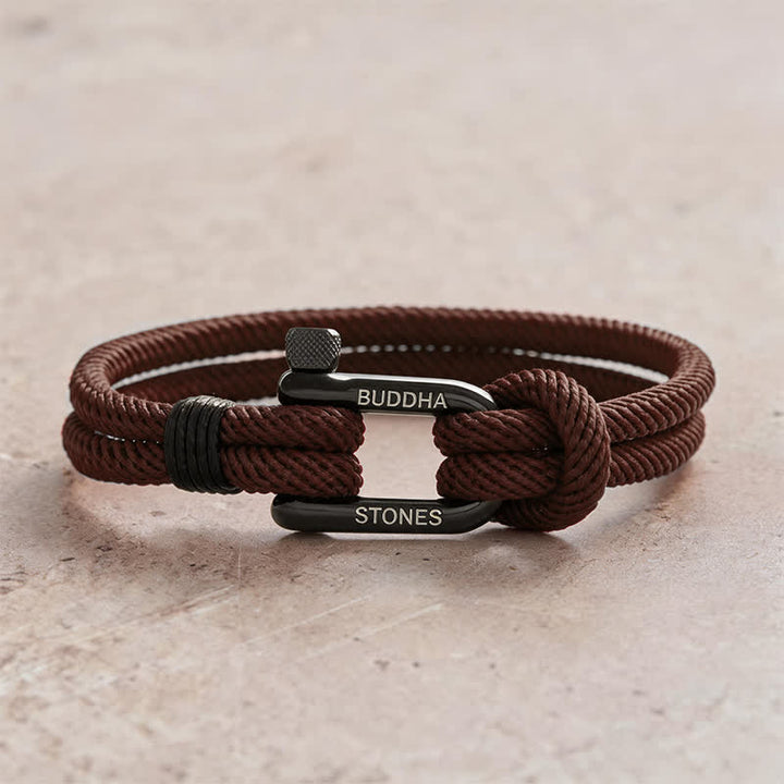 Buddha Stones Titanium Steel Shackle Rope Strengthen Bracelet - Brown Rope Black Buckle - Wrist Circumference:7.9–8.2 in (20–21 cm) - image 12