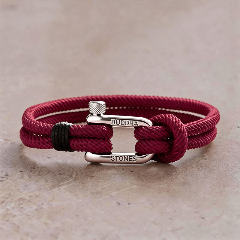 Buddha Stones Titanium Steel Shackle Rope Strengthen Bracelet - Red Rope Silvery Buckle - Wrist Circumference:7.9–8.2 in (20–21 cm) - image 15