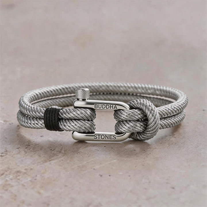 Buddha Stones Titanium Steel Shackle Rope Strengthen Bracelet - Gray Rope Silvery Buckle - Wrist Circumference:7.9–8.2 in (20–21 cm) - image 16