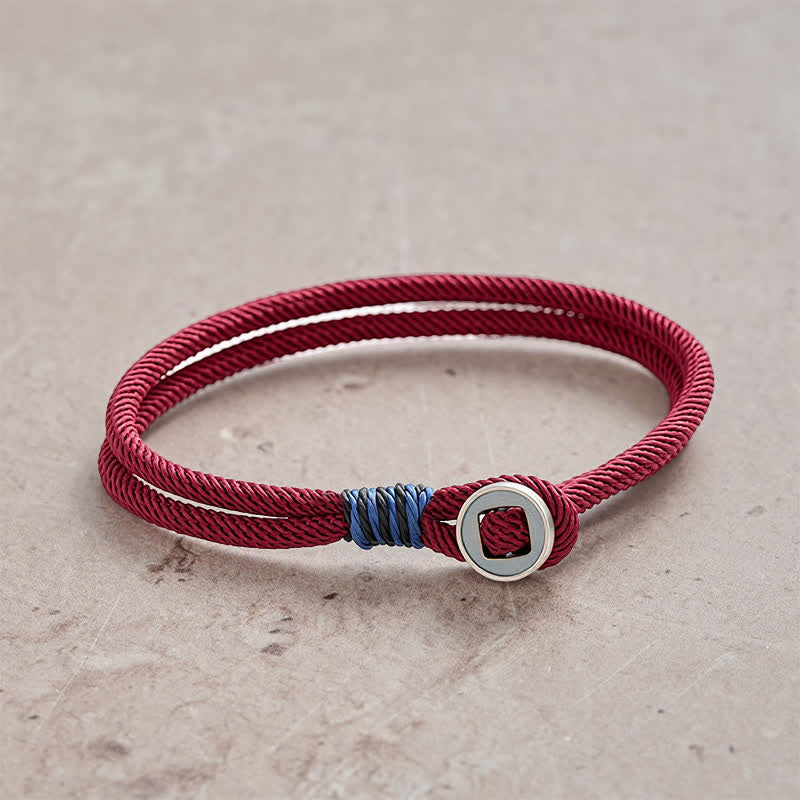 Buddha Stones 925 Sterling Silver Double Wrap Button Protection Bracelet - Burgundy - Wrist Circumference: 7.9–8.2 in (20–21 cm) - image 0