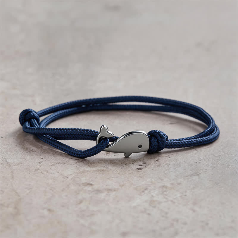 Buddha Stones Double Wrap Braided Rope Whale Connection Bracelet - Navy Blue - image 9