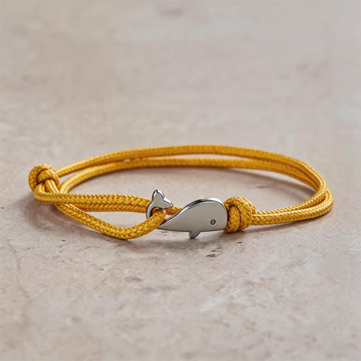 Buddha Stones Double Wrap Braided Rope Whale Connection Bracelet - Yellow - image 7