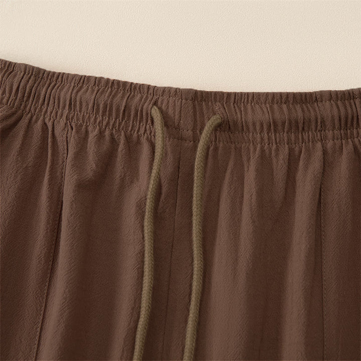 Buddha Stones Summer Casual Drawstring Solid Capri Pants Men's Straight Leg Pants With Pockets - image 2