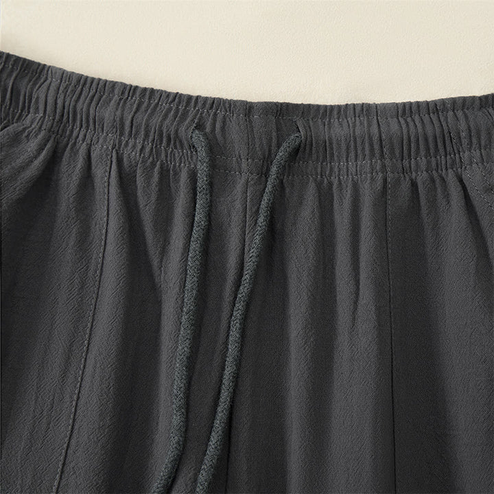 Buddha Stones Summer Casual Drawstring Solid Capri Pants Men's Straight Leg Pants With Pockets - image 17