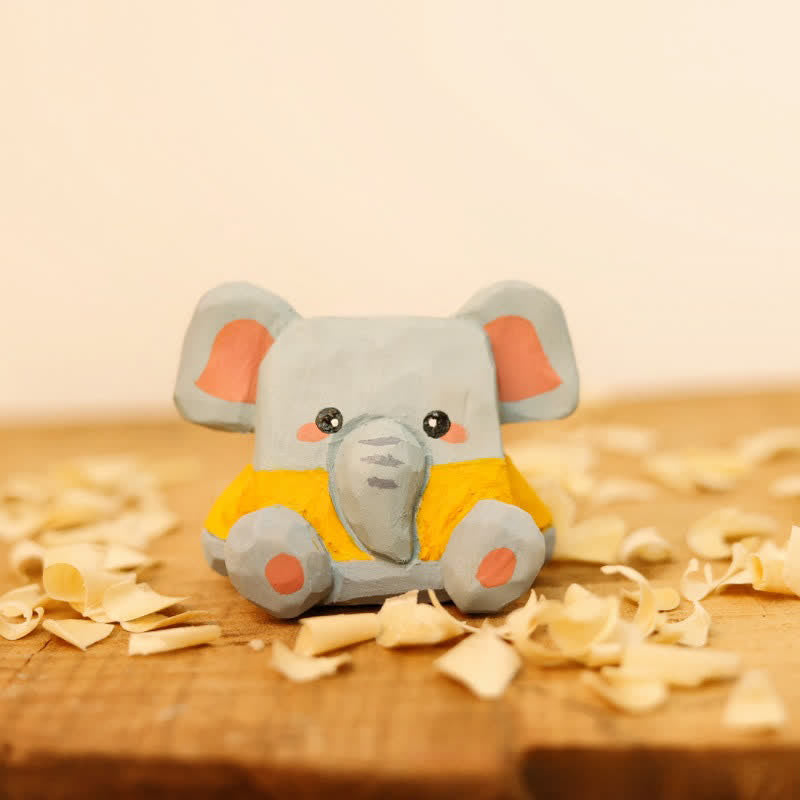 Buddha Stones Basswood Cute Animal Hand-Carved Desk Decoration - image 9