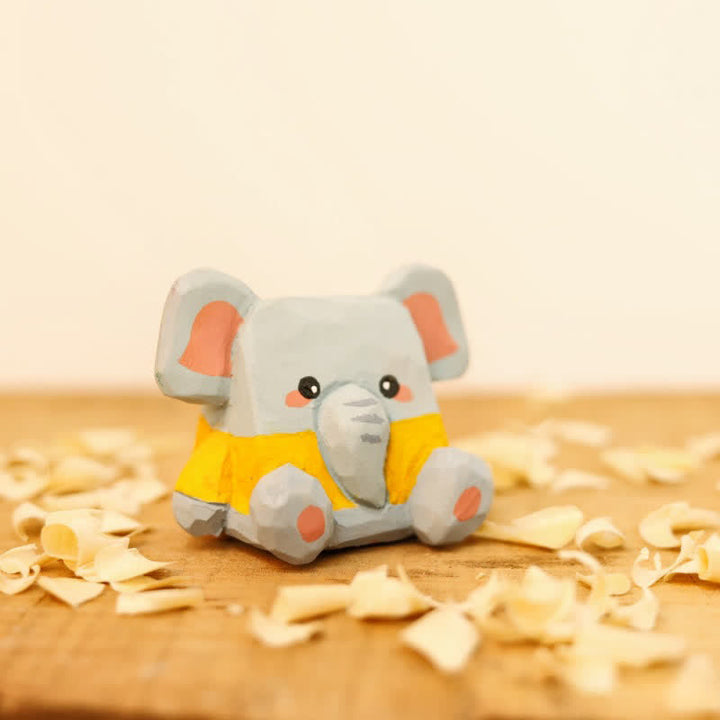 Buddha Stones Basswood Cute Animal Hand-Carved Desk Decoration - Elephant(Strength ♥ Wisdom) - image 8