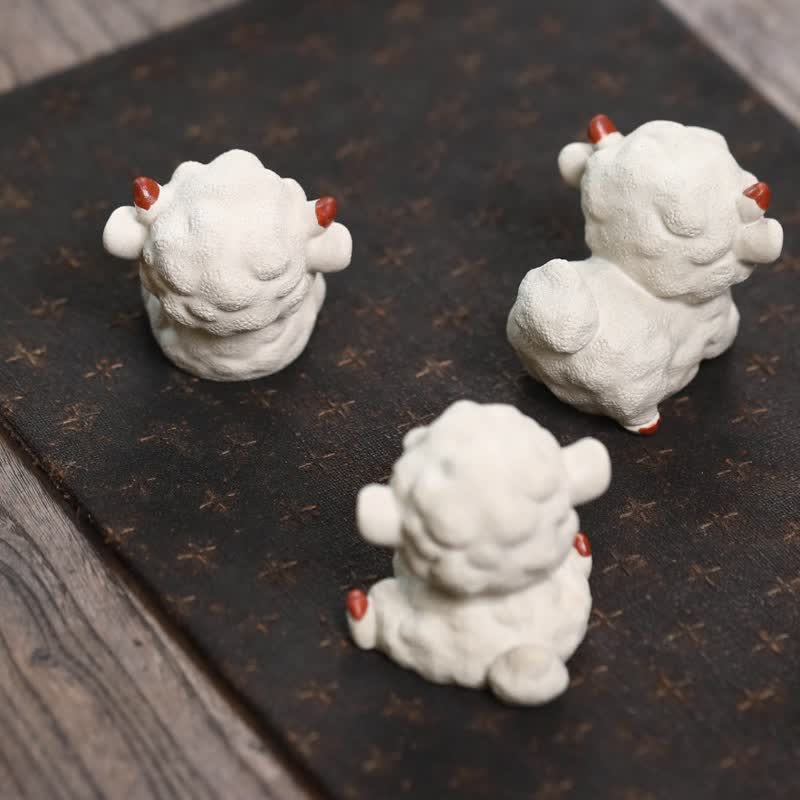 Buddha Stones Purple Clay Chinese Zodiac Cute Sheep Luck Tea Pet Decor - image 11