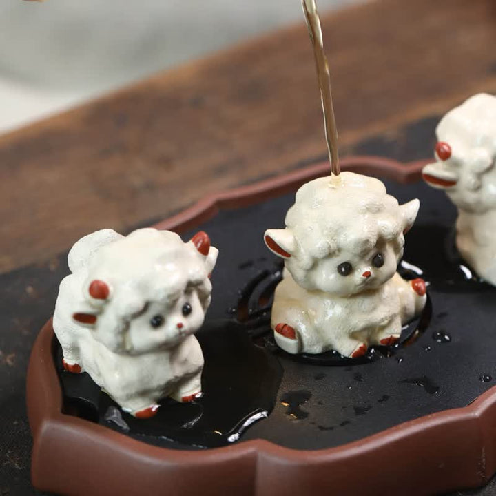 Buddha Stones Purple Clay Chinese Zodiac Cute Sheep Luck Tea Pet Decor - image 10