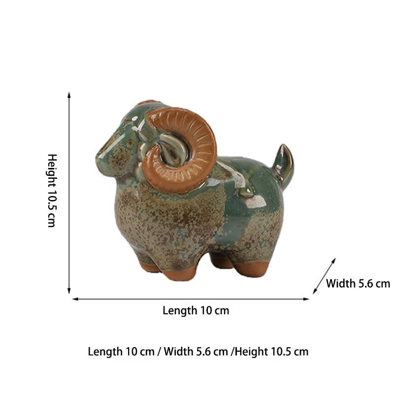 Buddha Stones Kiln-Change Glaze Ceramic Chinese Zodiac Ram Prosperity Cute Animal Decor - image 10
