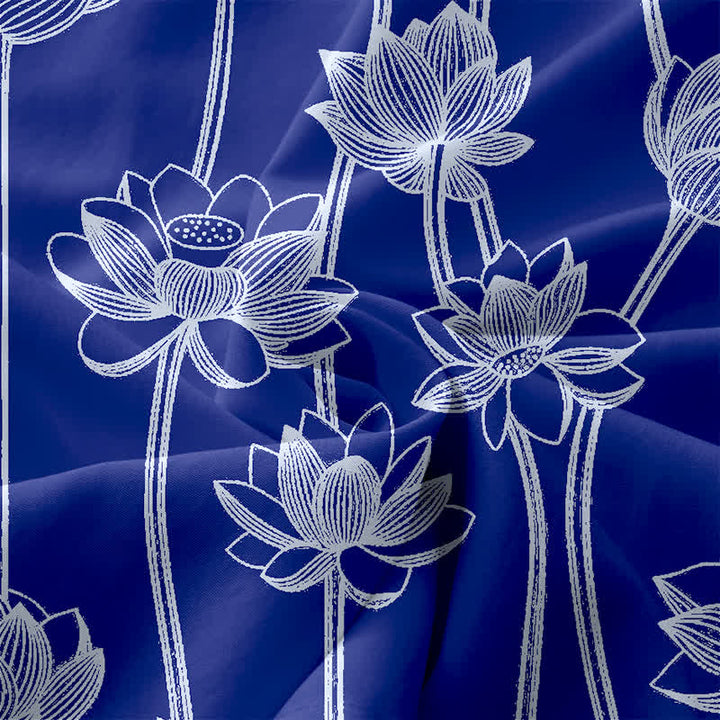 Buddha Stones Summer Casual Lotus Line Art Pattern Women's Summer Sleeveless Midi Dress With Pockets - image 3