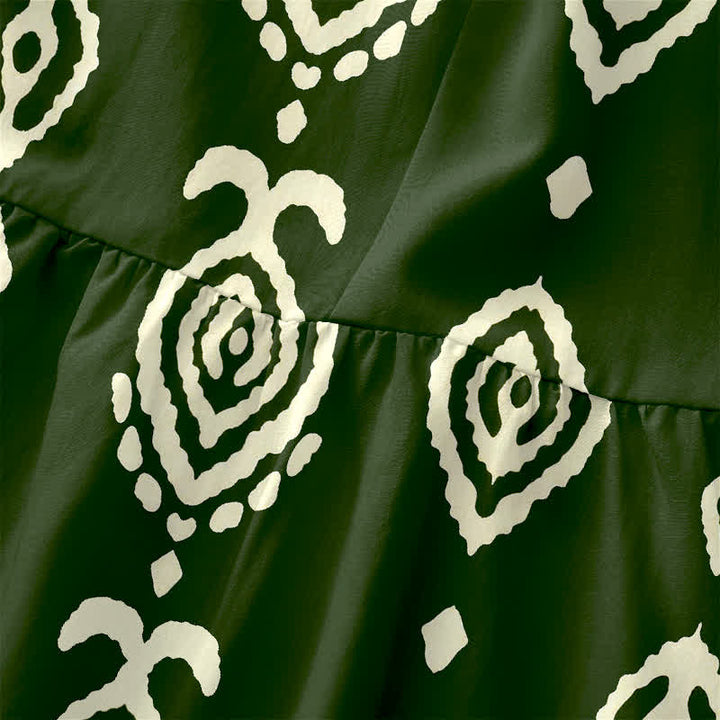 Buddha Stones Summer Casual Tribal Geometric Border Pattern Women's Summer Sleeveless Midi Dress With Pockets - image 1