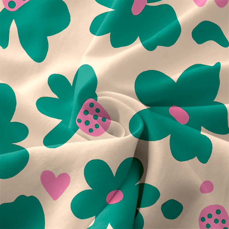 Buddha Stones Summer Casual Green Floral Hearts Pattern Women's Summer Sleeveless Midi Dress With Pockets - image 3