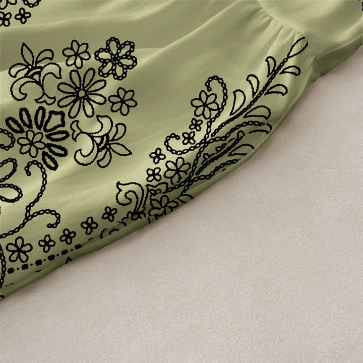 Buddha Stones Summer Casual Bohemian Floral Border Pattern Women's Summer Sleeveless Midi Dress With Pockets - image 2