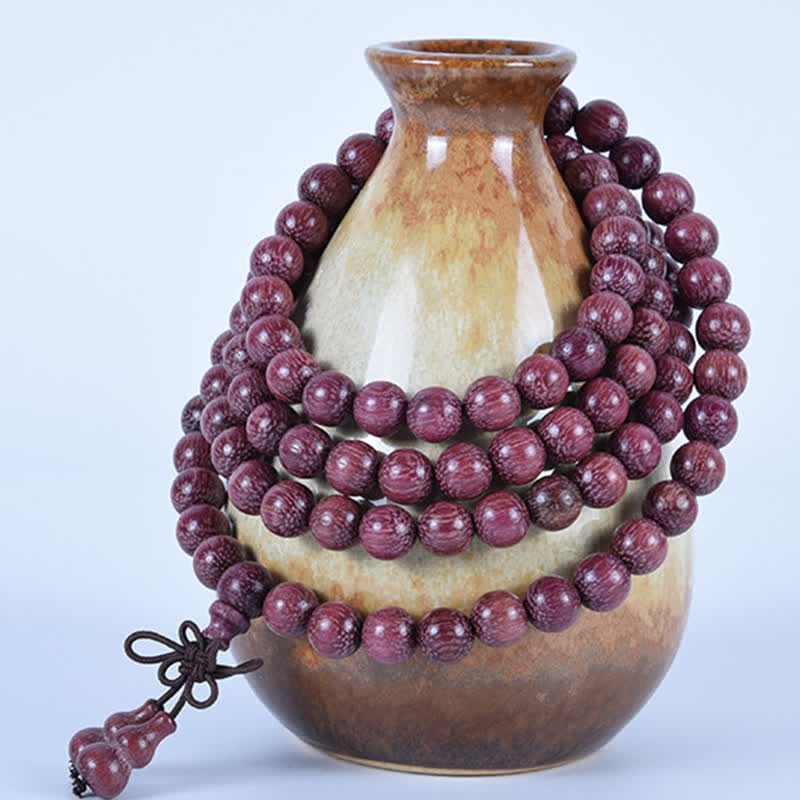 Buddha Stones Natural Peltogyne Gourd 108 Bead Mala - image 1