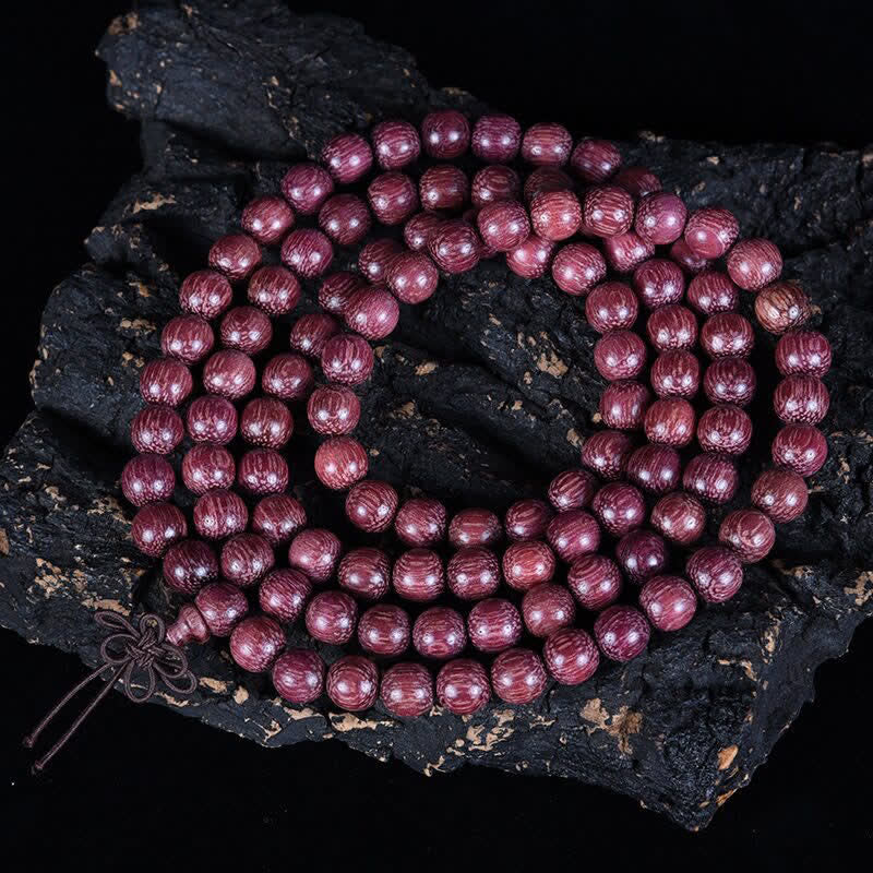Buddha Stones Natural Peltogyne Gourd 108 Bead Mala - String - 8mm - image 4