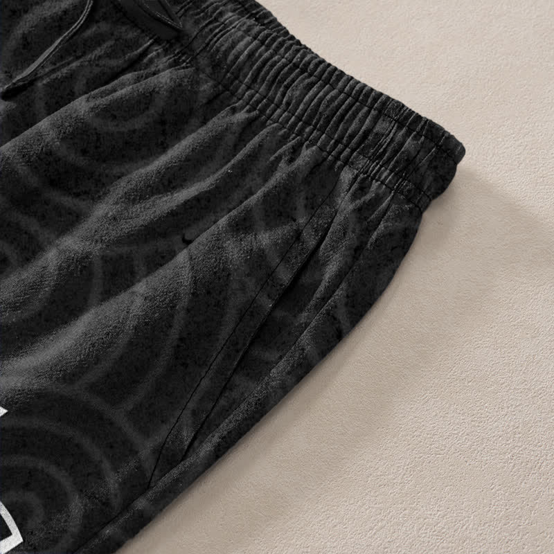 Buddha Stones Cotton White Lotus Spiral Pattern Men's Tapered Pants With Pockets - image 2