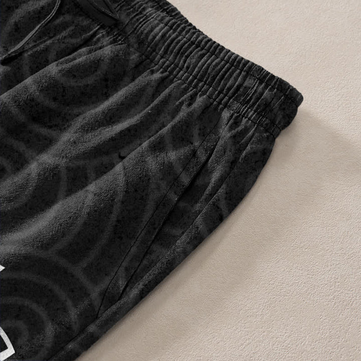 Buddha Stones Cotton White Lotus Spiral Pattern Men's Tapered Pants With Pockets - image 2