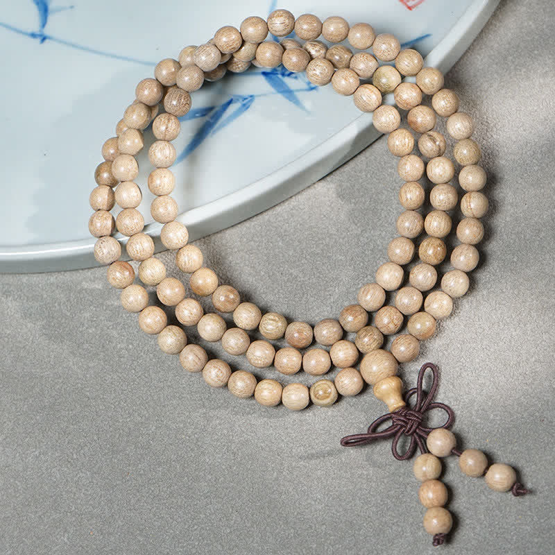 Buddha Stones Natural Camphor Wood Perseverance 108 Bead Mala - image 3