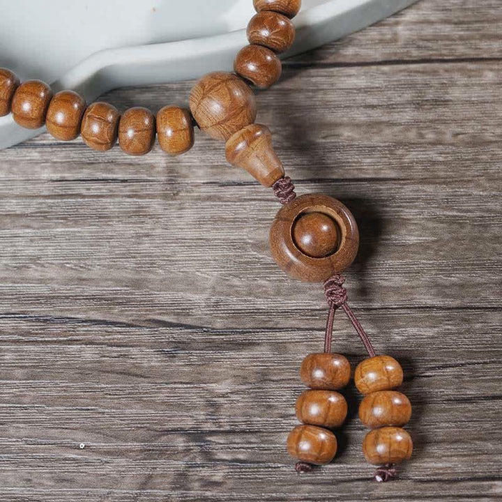Buddha Stones Natural Abelia Biflora Wood Protection 108 Bead Mala - image 8