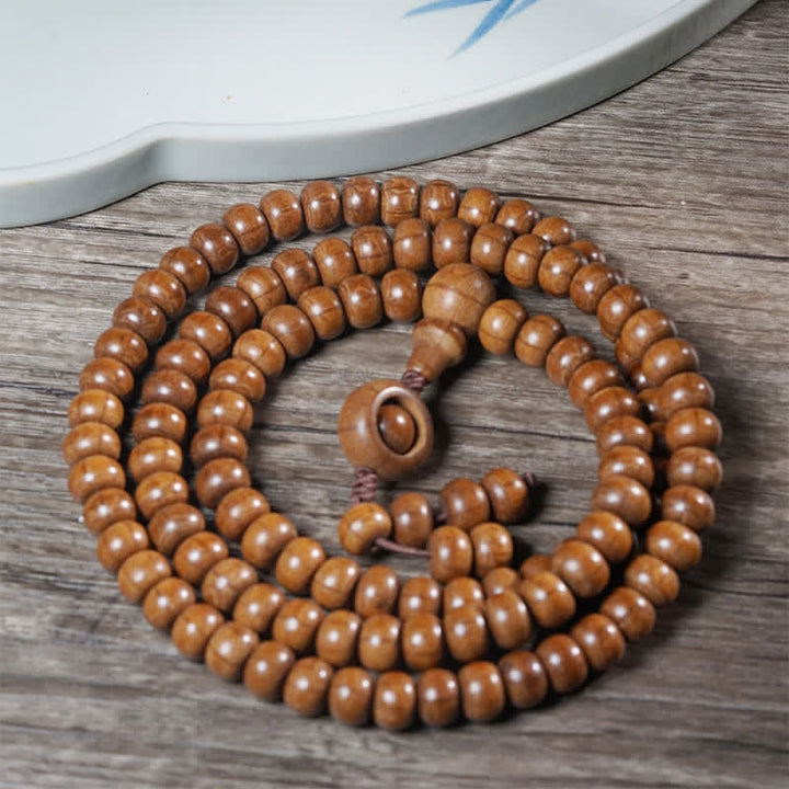 Buddha Stones Natural Abelia Biflora Wood Protection 108 Bead Mala - image 2