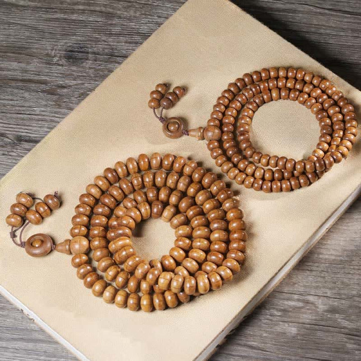 Buddha Stones Natural Abelia Biflora Wood Protection 108 Bead Mala - image 4