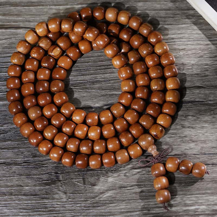 Buddha Stones Natural Jujube Wood 108 Bead Mala - Jujube Wood(Courage ♥ Strength) - image 0