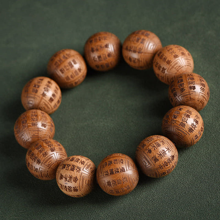 Buddha Stones Natural Abelia Biflora Wood Heart Sutra Om Mani Padme Hum Bracelet - Heart Sutra - image 15