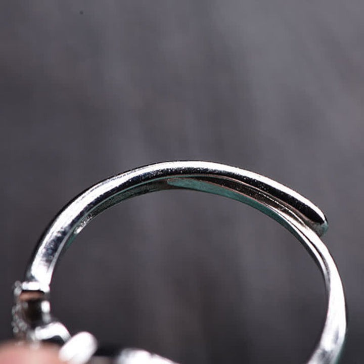 Buddha Stones Small Leaf Red Sandalwood Cat Longevity Adjustable Ring - image 9