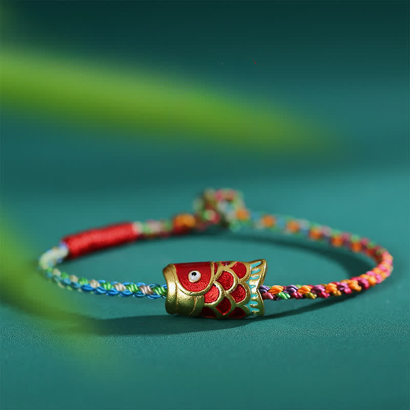 Buddha Stones Hand-Woven Colorful String Koi Fish Luck Braided Bracelet - 7.1–7.5 in (18–19 cm) - image 0