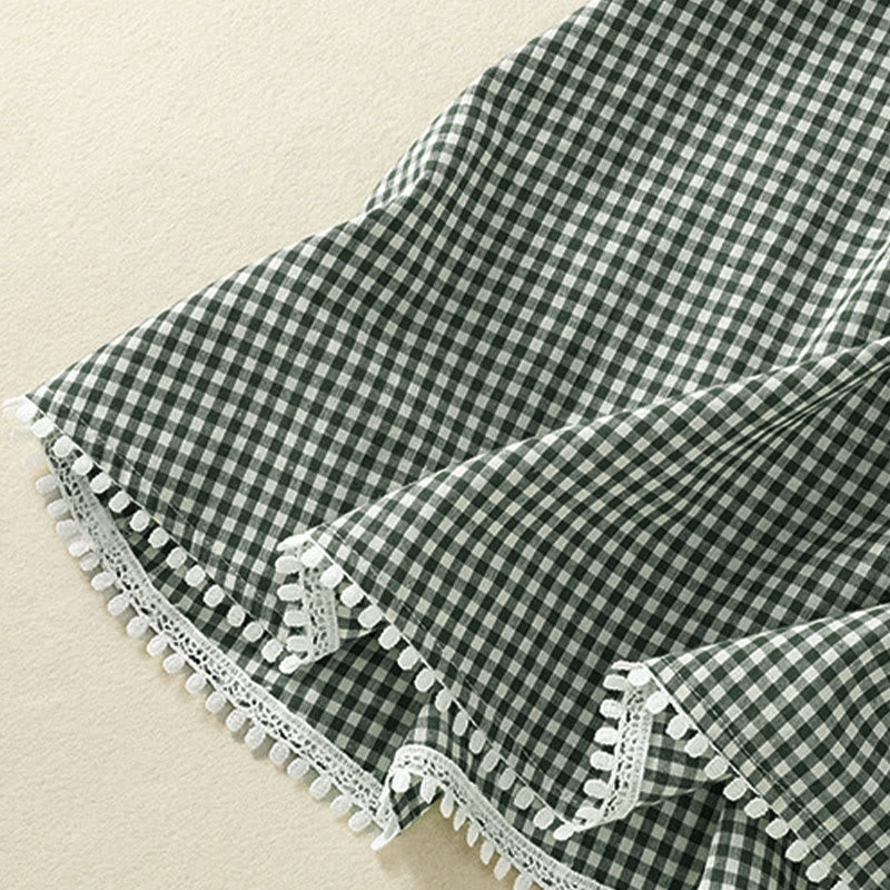 Buddha Stones Summer Vintage Green Plaid Women's Skirts With Pockets - image 7