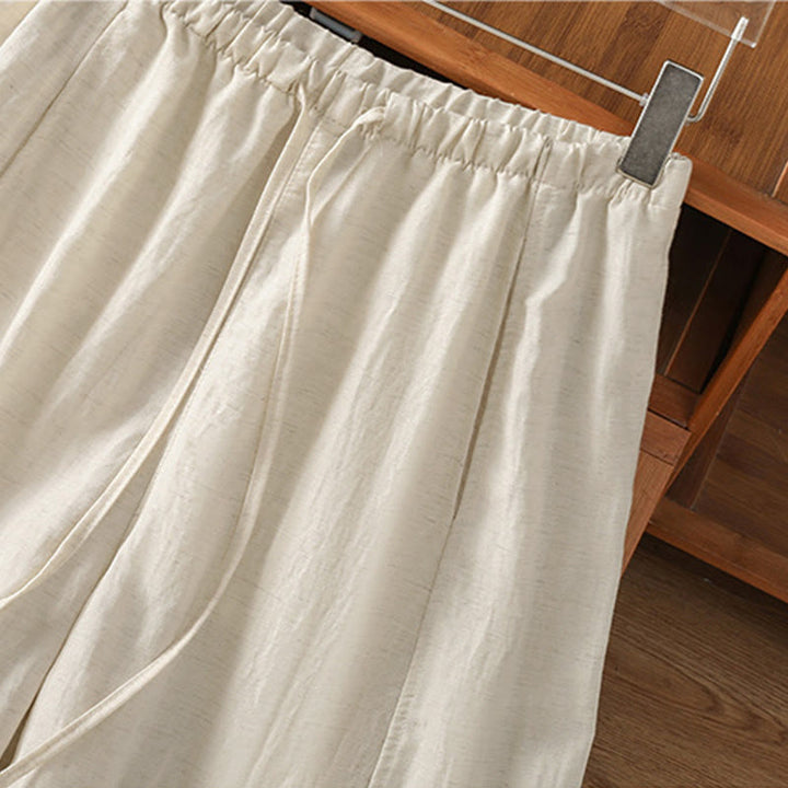 Buddha Stones Summer Casual Minimalist Drawstring Solid Cropped Pants Women's Straight Leg Pants With Pockets - image 4