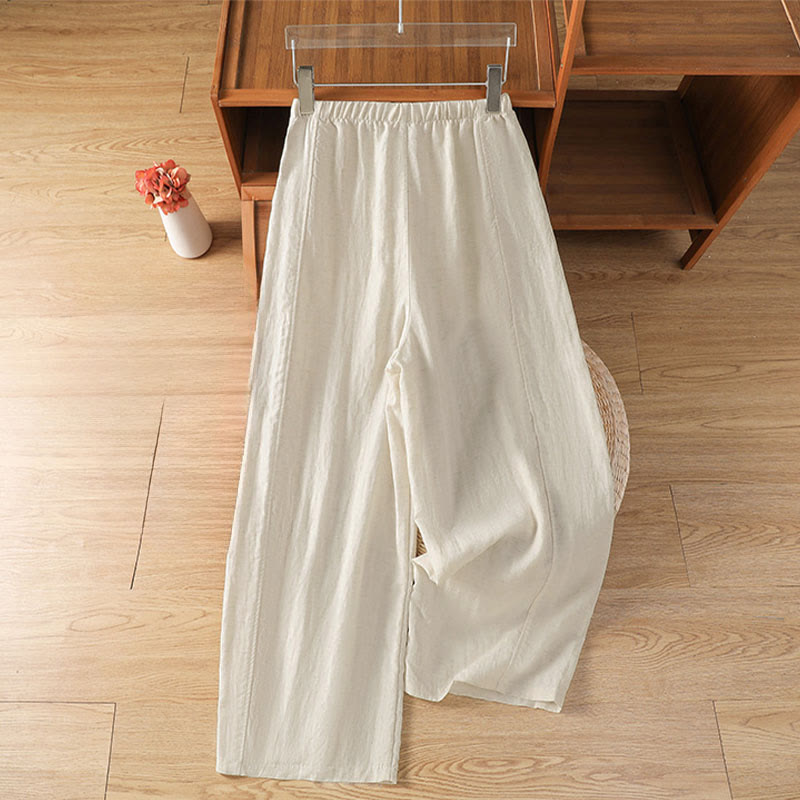 Buddha Stones Summer Casual Minimalist Drawstring Solid Cropped Pants Women's Straight Leg Pants With Pockets - image 1