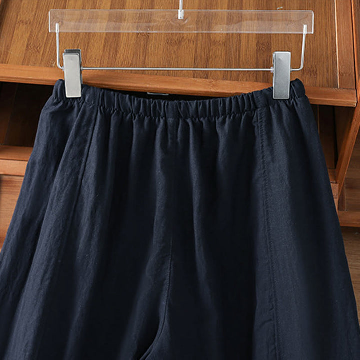 Buddha Stones Summer Casual Minimalist Drawstring Solid Cropped Pants Women's Straight Leg Pants With Pockets - image 11