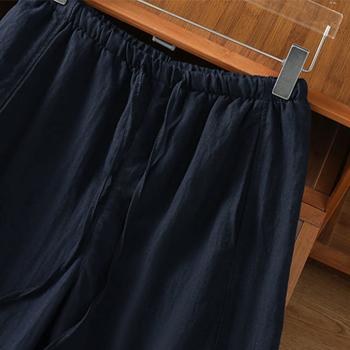 Buddha Stones Summer Casual Minimalist Drawstring Solid Cropped Pants Women's Straight Leg Pants With Pockets - image 12