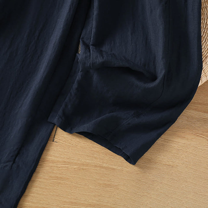 Buddha Stones Summer Casual Minimalist Drawstring Solid Cropped Pants Women's Straight Leg Pants With Pockets - image 13