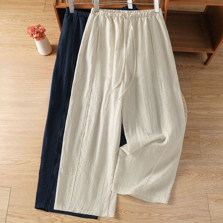 Buddha Stones Summer Casual Minimalist Drawstring Solid Cropped Pants Women's Straight Leg Pants With Pockets - image 14