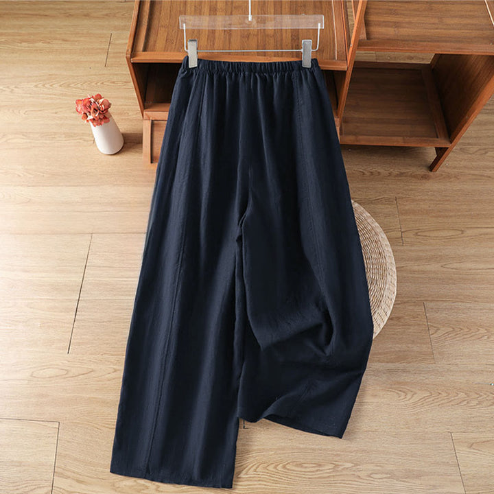 Buddha Stones Summer Casual Minimalist Drawstring Solid Cropped Pants Women's Straight Leg Pants With Pockets - image 9