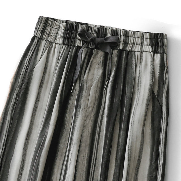 Buddha Stones Summer Casual Elegant Drawstring Vertical Striped Long Pants Women's Straight Leg Pants With Pockets - image 9