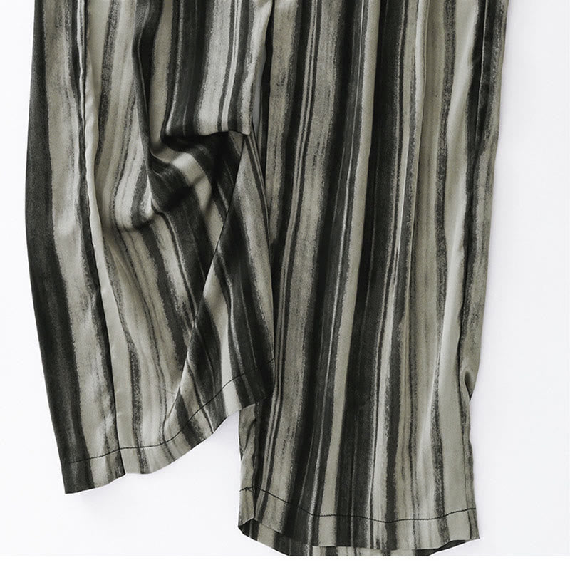 Buddha Stones Summer Casual Elegant Drawstring Vertical Striped Long Pants Women's Straight Leg Pants With Pockets - image 14