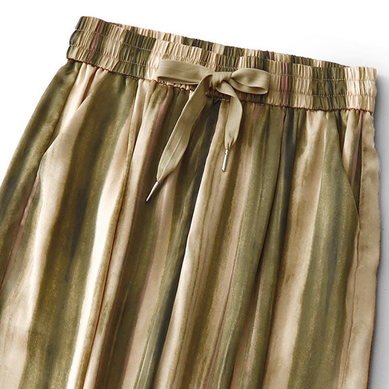 Buddha Stones Summer Casual Elegant Drawstring Vertical Striped Long Pants Women's Straight Leg Pants With Pockets - image 2
