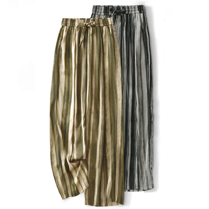Buddha Stones Summer Casual Elegant Drawstring Vertical Striped Long Pants Women's Straight Leg Pants With Pockets - image 17