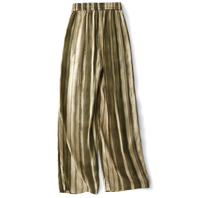 Buddha Stones Summer Casual Elegant Drawstring Vertical Striped Long Pants Women's Straight Leg Pants With Pockets - image 1