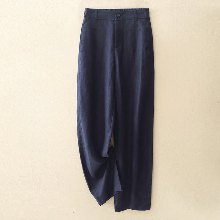 Buddha Stones Spring Summer Minimalist Casual Solid Zipper Design Long Pants Women's Straight Leg Pants With Pockets - MidnightBlue - US8-10, UK/AU12-14, EU40-42 (2XL) - image 10