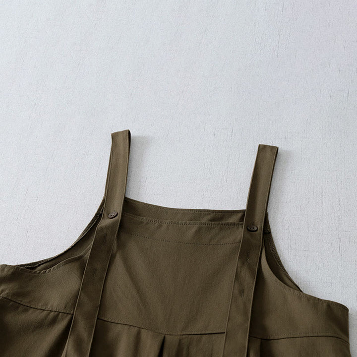 Buddha Stones Spring Summer Casual Minimalist Solid Button-Up Women's Jumpsuit With Pocket - image 1