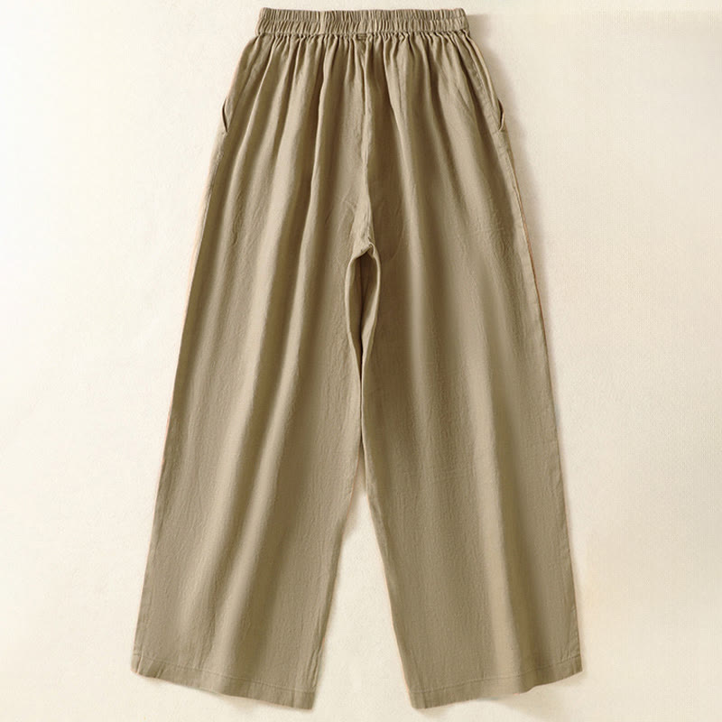 Buddha Stones Spring Summer Casual Minimalist Solid Capri Pants Women's Straight Leg Pants With Pockets - image 7