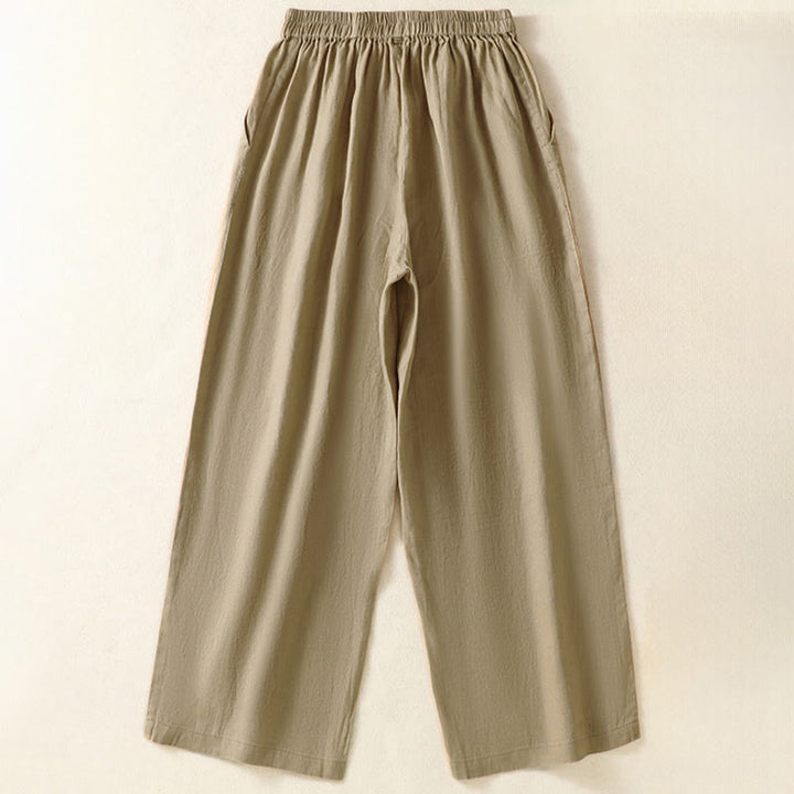 Buddha Stones Spring Summer Casual Minimalist Solid Capri Pants Women's Straight Leg Pants With Pockets - image 7