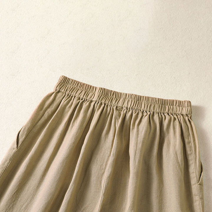 Buddha Stones Spring Summer Casual Minimalist Solid Capri Pants Women's Straight Leg Pants With Pockets - image 10